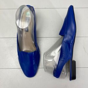 Vintage 90s Made in Brazil Leather Slingback Flats Women Size 10 Blue Violet